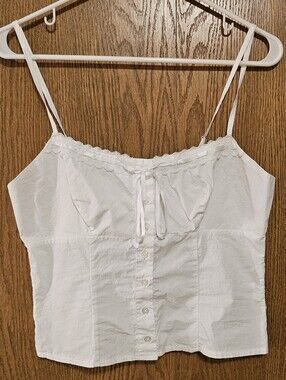 La Hearts White Spaghetti Strap Button-Front Cami